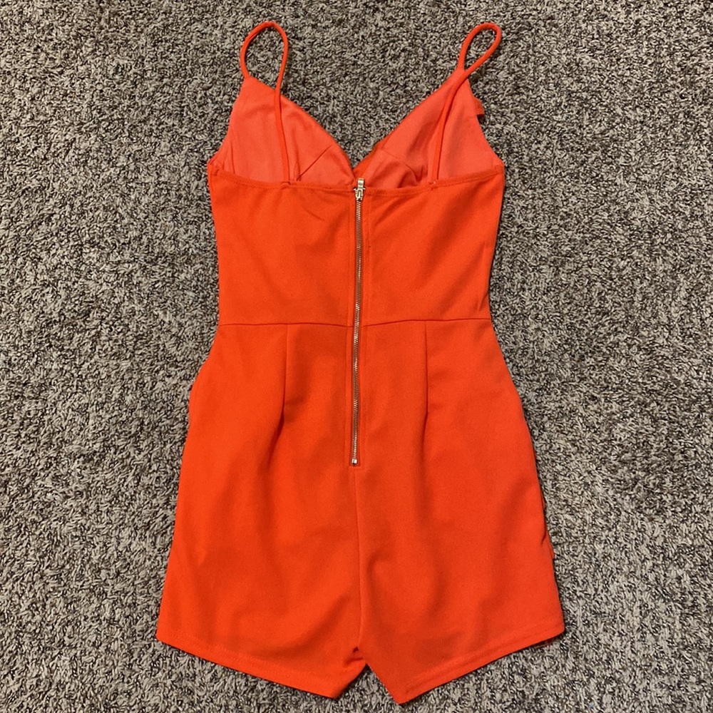 Bright Orange Ruffle Romper - Picture 3 of 4